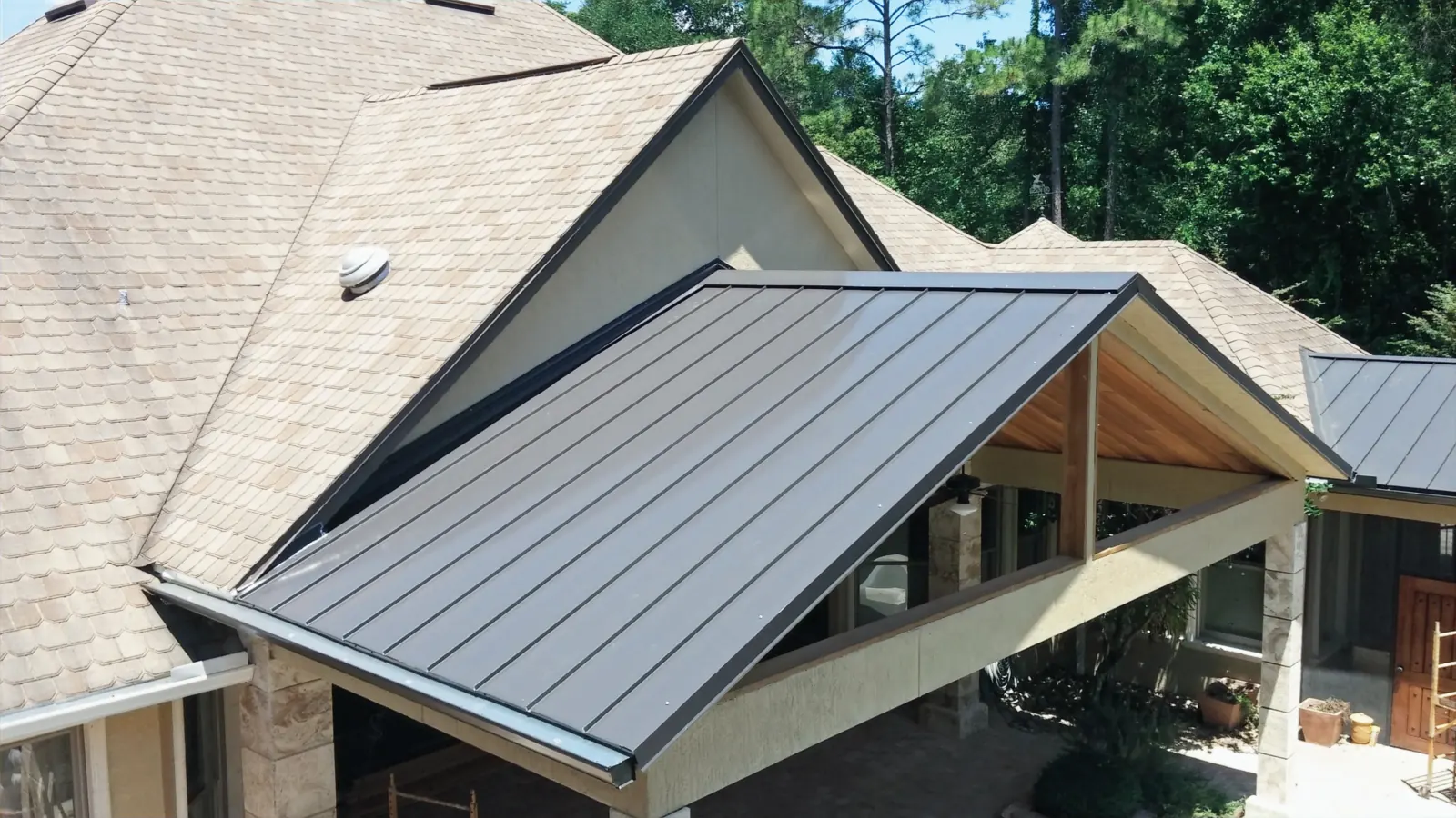 Standing seam metal roof installed on a coastal home